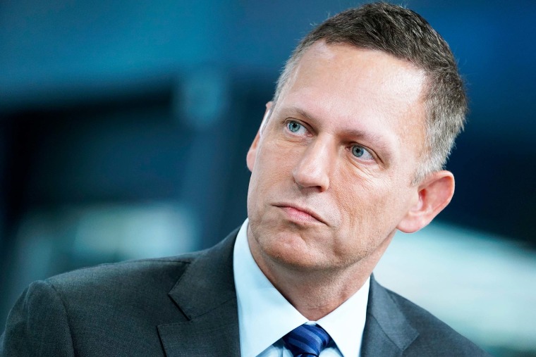 Entrepreneur and venture capitalist Peter Thiel visits "FOX & Friends" at Fox News Channel Studios on August 09, 2019 in New York.