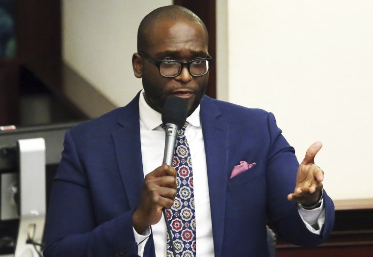 Rep. Shevrin Jones asks a question at a legislative session in Tallahassee, Fla., in March 2019.