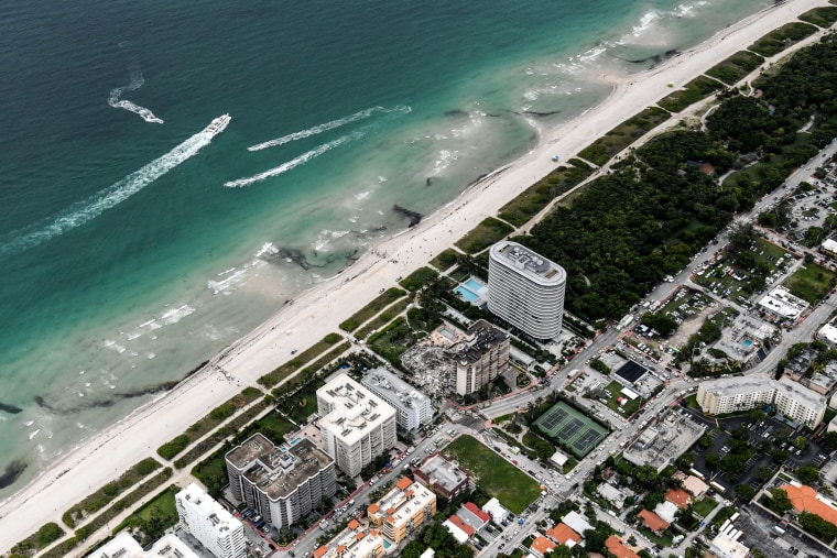 Image: The Champlain Towers South condo building, north of Miami Beach, after its partial collapse on June 24, 2021.