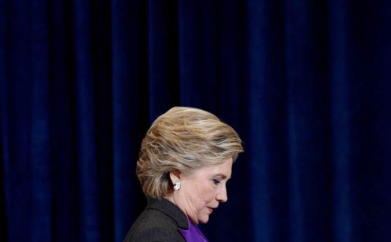 Hillary Clinton after making her concession speech following her defeat to Donald Trump, in New York on November 9, 2016.