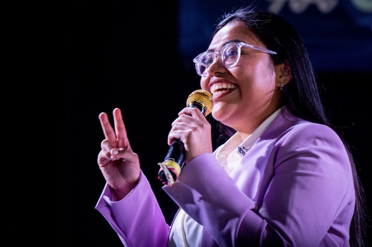 Image: Democratic candidate Jessica Cisneros at the 'Get Out the Vote' rally on Feb. 12, 2022 in San Antonio.