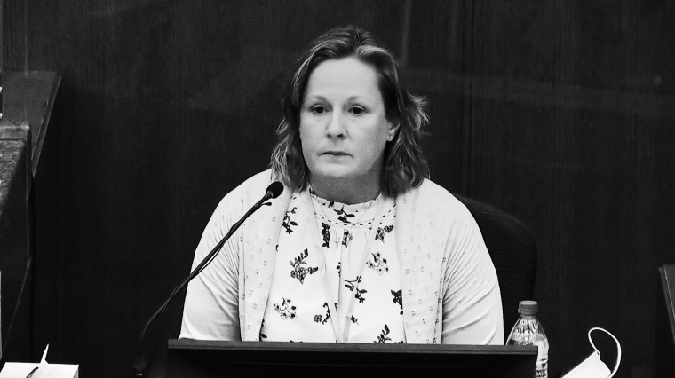 In this screen grab, former Brooklyn Center Police Officer Kim Potter testifies  on Dec. 17, 2021, in Hennepin County District Court in Minneapolis. 