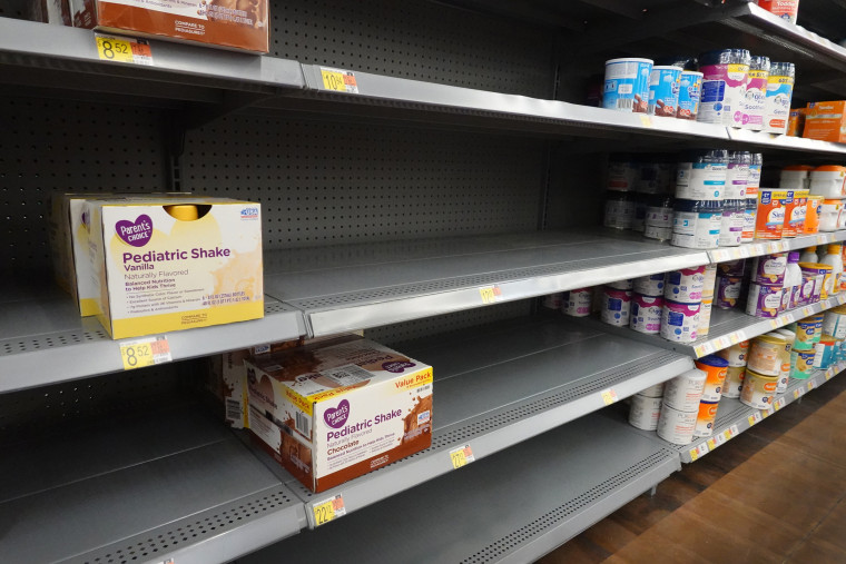 Image: Baby formula, seen here on a shelf in a store in Chicago on Jan. 13, 2022, has been is short supply in many stores around the country for several months.