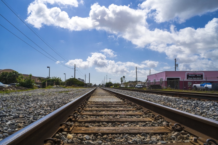 Image: The train track on SW 15th Street in Fort Lauderdale, Fla., on Feb. 18, 2022.