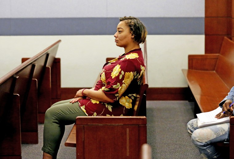 Cadesha Bishop appears in court during her preliminary hearing at the Regional Justice Center in Las Vegas on May 23, 2019.