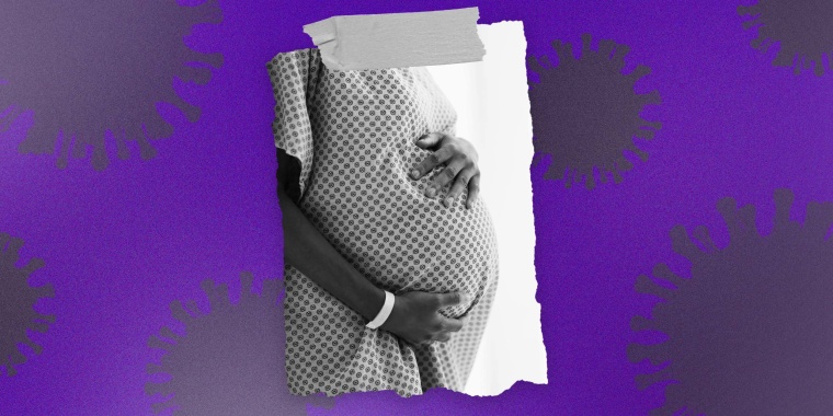 Photo Illustration: A pregnant Black woman holds her stomach