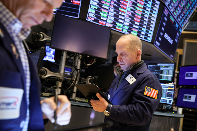 Image: Traders work on the floor of the New York Stock Exchange on Feb. 18, 2022.