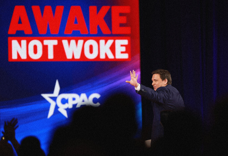 Image: Florida Gov. Ron DeSantis speaks at the Conservative Political Action Conference in Orlando on Feb. 24, 2022.