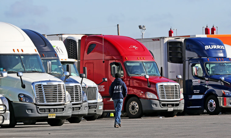Truck drivers take a rest at the Westborough Service Plaza
