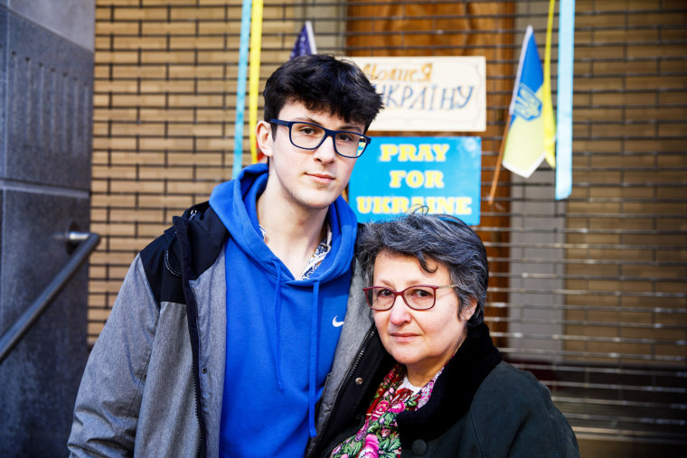 Lidiya Volosyandko, a teacher at School of Ukrainian Studies CYM New York, and her son Bogdan Gelevan feel that it's more important than ever to teach and learn about Ukrainian history, culture and language.