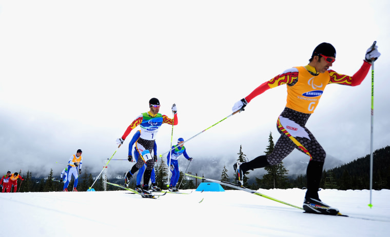 Brian McKeever of Canada and guide Robin McKeever