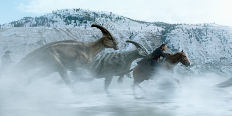 Chris Pratt rides again in "Jurassic World Dominion."