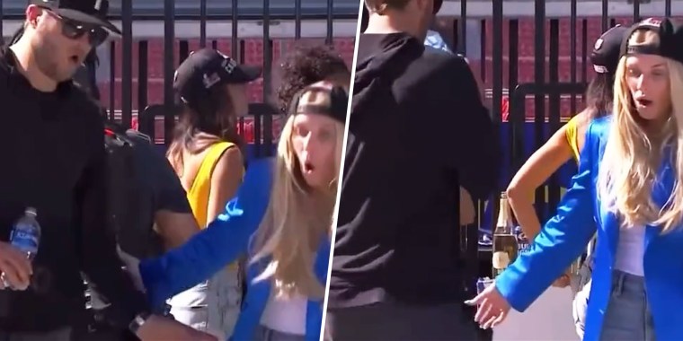 In footage of the incident, Kelly Stafford is seen reacting with shock to the photographer's fall while Matthew Stafford appears to turn and walk away.