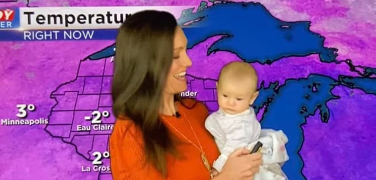 It was "Bring your infant to work day" for Milwaukee meterologist Rebecca Schuld.