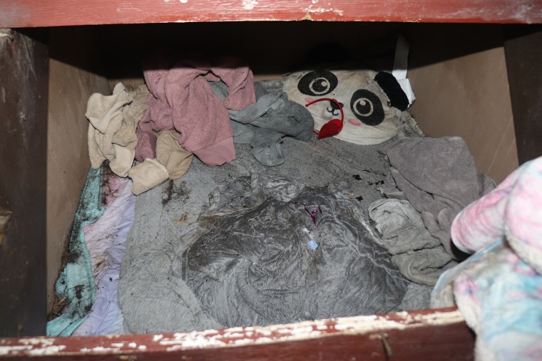 Police in Saugerties, New York, said they found missing girl Paislee Shultis, 6, and her biological mother hiding in this cramped space under a staircase at the home of the girl's paternal grandfather.