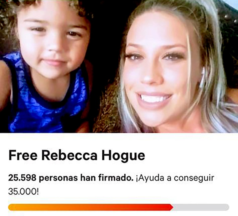 La imagen de la campaña creada para apoyar a Rebecca Hogue, una joven condenada por la muerte de su hijo de dos años, Ryan, quien fue asesinado por el novio de ella.