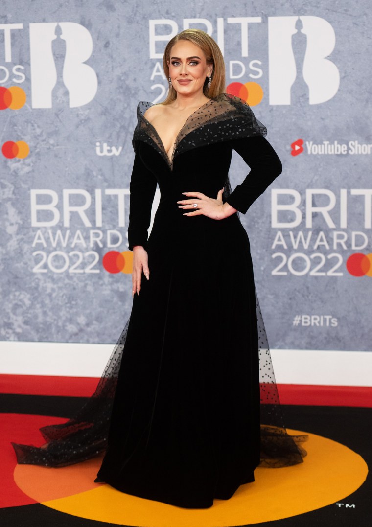 Adele debuted the diamond ring on the red carpet at the 2022 Brit Awards last week.