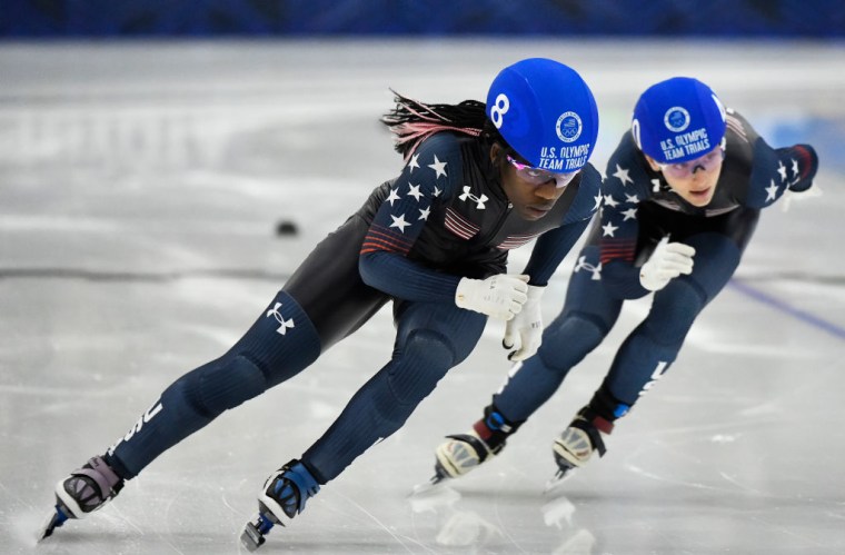 Maame Biney competes at US Short Track Speed Skating Olympic Trials