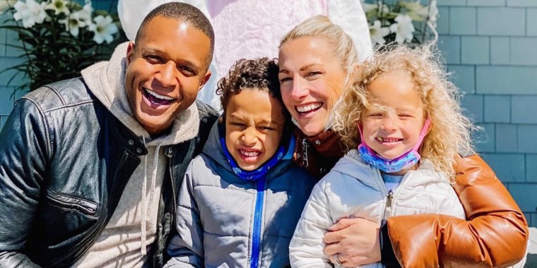 Craig Melvin with his wife, Lindsay Czarniak, and their two children.