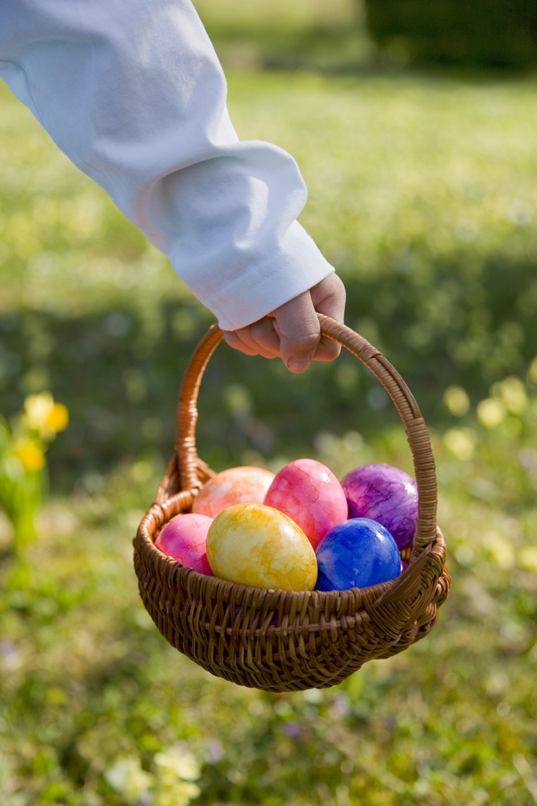 One way to keep Easter egg hunts civil is to give each child their own egg color to find.