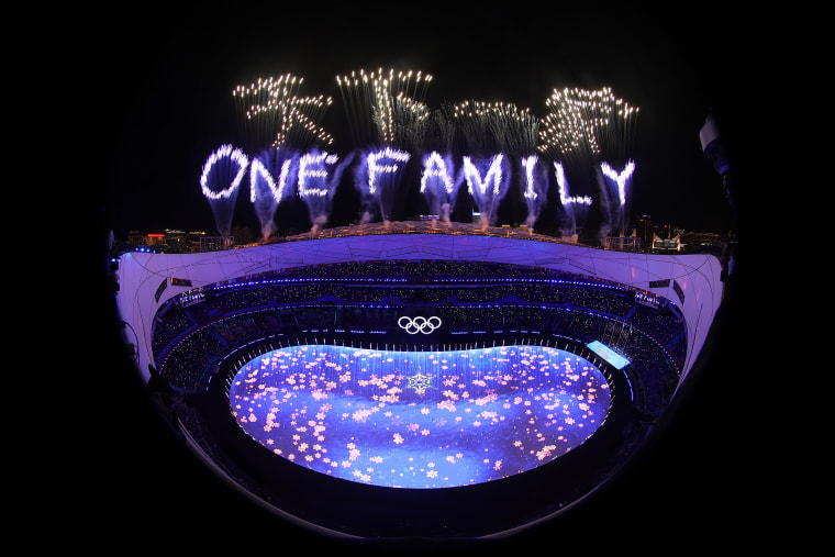 A firework display is seen inside the stadium during the Beijing 2022 Winter Olympics Closing Ceremony on Day 16 of the Beijing 2022 Winter Olympics at Beijing National Stadium on February 20, 2022 in Beijing, China.