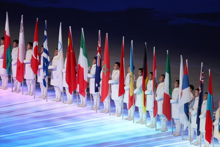 The flags of the competing countries are seen inside of the stadium during the Beijing 2022 Winter Olympics Closing Ceremony on Day 16 of the Beijing 2022 Winter Olympics at Beijing National Stadium on February 20, 2022 in Beijing, China.