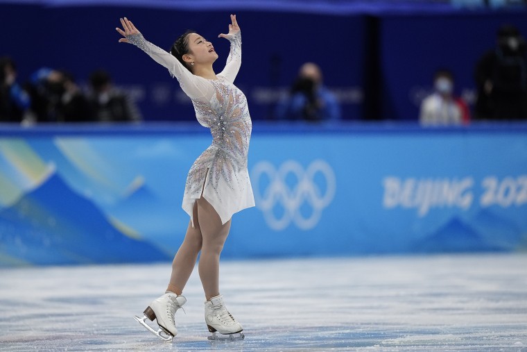 Mana Kawabe, of Japan, competes in the women's short program. 