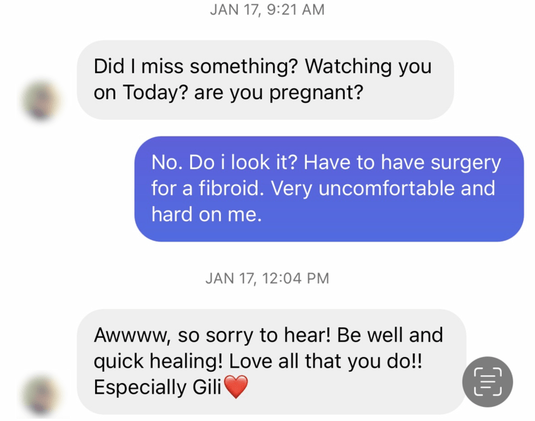 As her fibroids grew, Jill Martin began getting messages like these.
