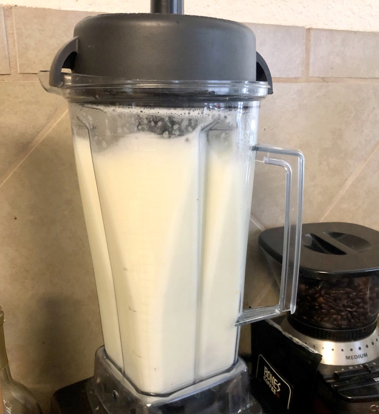 Making potato milk is loud. And voluminous. Make sure you secure the lid!