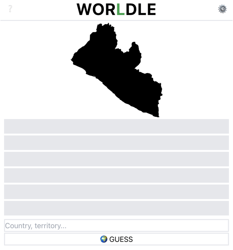 The Feb. 16 Worldle game gives players six tries to guess the name of this country based on its shape.