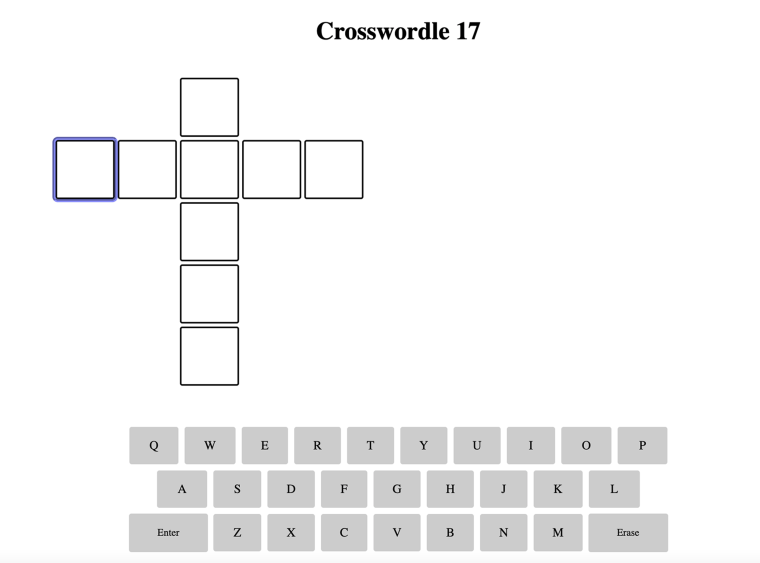 يتميز Crosswordle بكلمتين متصلتين يجب على اللاعبين تخمينه