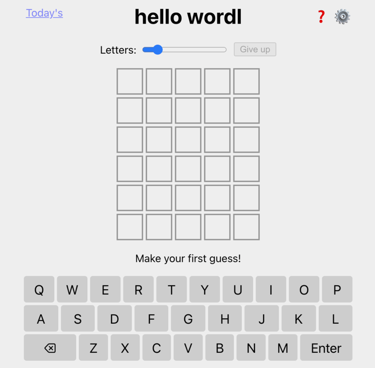 يمكن للاعبين اختيار طول الكلمة التي يريدون تخمينها في Hello Wordl