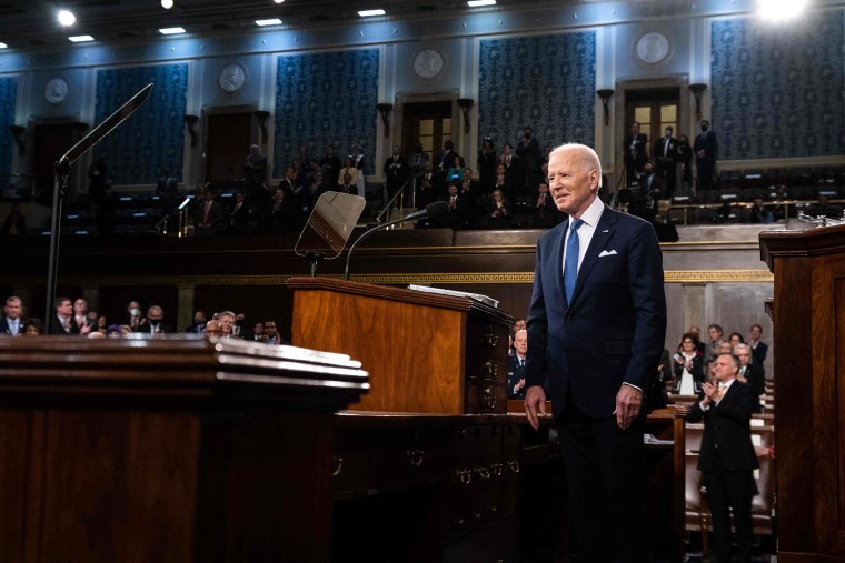 Image: President Joe Biden arrives to deliver his first State of the Union address at the U.S. Capitol on March 1, 2022.