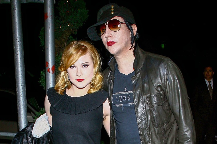 Actress Evan Rachel Wood and musician Marilyn Manson arrive for the after party for a special screening of "Across The Universe" on Sept. 13, 2007 in New York.