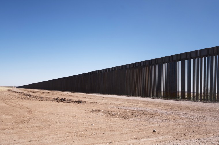 The border wall stretches along the U.S.-Mexico border on the Johnson Ranch near  Columbus, N.M. on April 12, 2021.