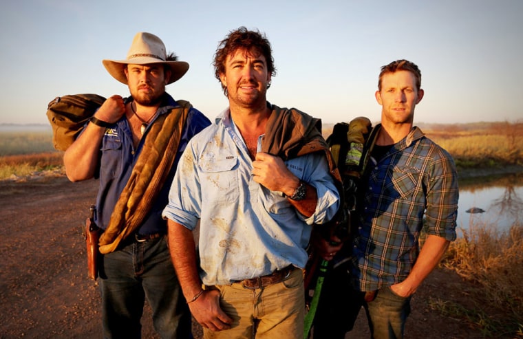 Chris 'Willow' Wilson, left, Matt Wright, and Jono Brown of "Outback Wrangler."