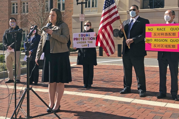 Attorney Erin Wilcox outside the federal courthouse in Alexandria, VA