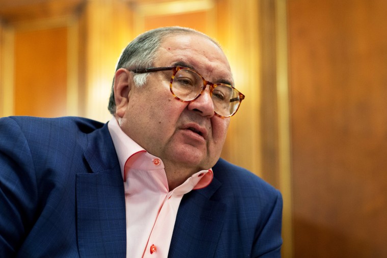 Alisher Usmanov speaks at his office in Moscow on April 6, 2017.