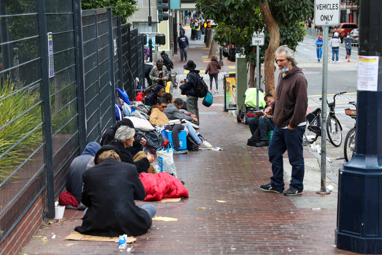 Homeless people are seen on streets of the Tenderloin