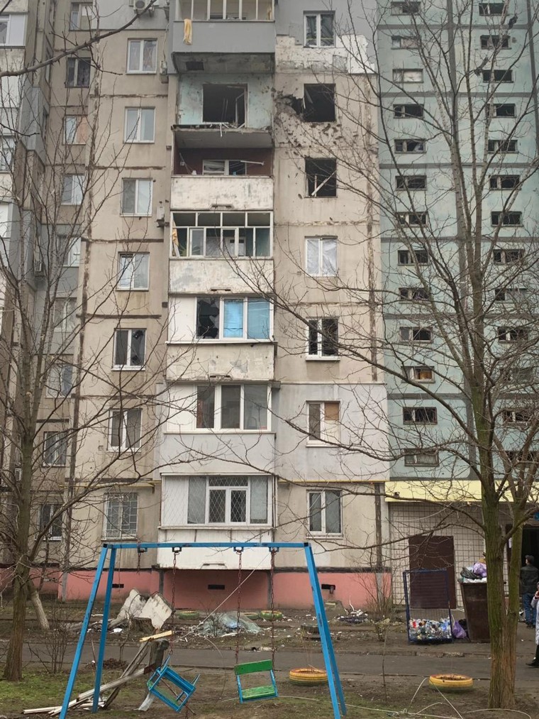 The aftermath of a shelling in the Tavricheskiy district of Kherson, Ukraine.