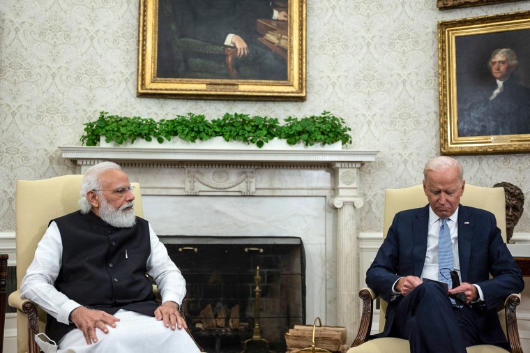 President Joe Biden meets with Indian Prime Minister Narendra Modi in the Oval Office of the White House on Sept. 24, 2021.