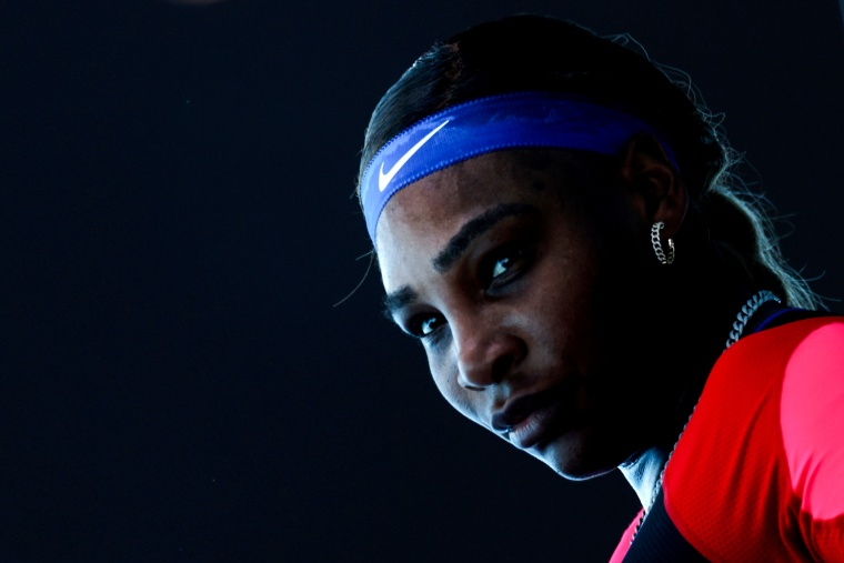 Serena Williams plays against Russia's Anastasia Potapova in the third round of the Australian Open in Melbourne on Feb. 12, 2021.