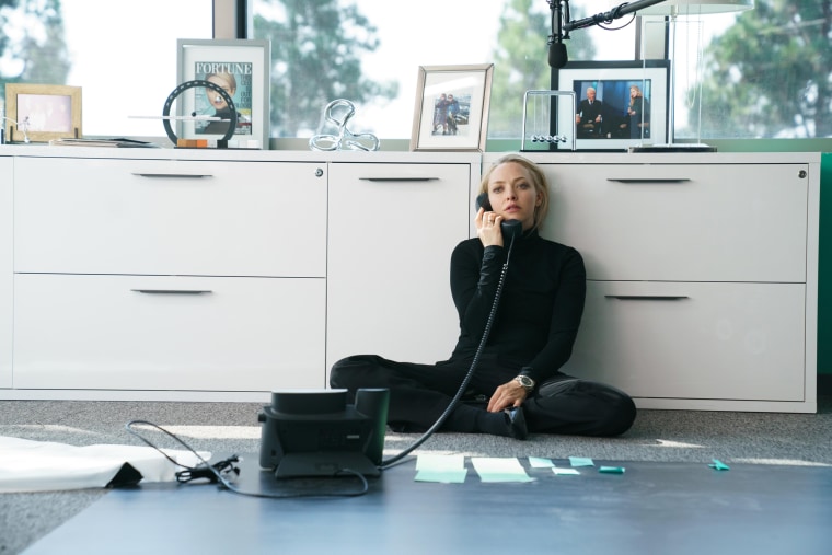 Amanda Seyfried as Elizabeth Holmes in “The Dropout" on Hulu.