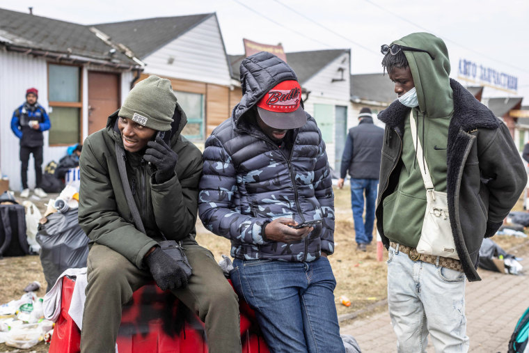 Student refugees at the Medyka pedestrian border crossing