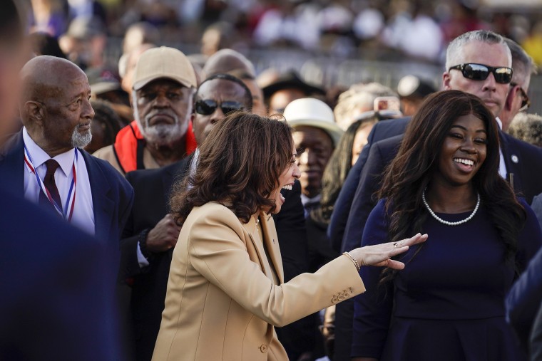 Vice President Kamala Harris before marching the Edmund Pettus Bridge in Selma, Ala. on the anniversary of "Bloody Sunday" on Sunday, March 6.