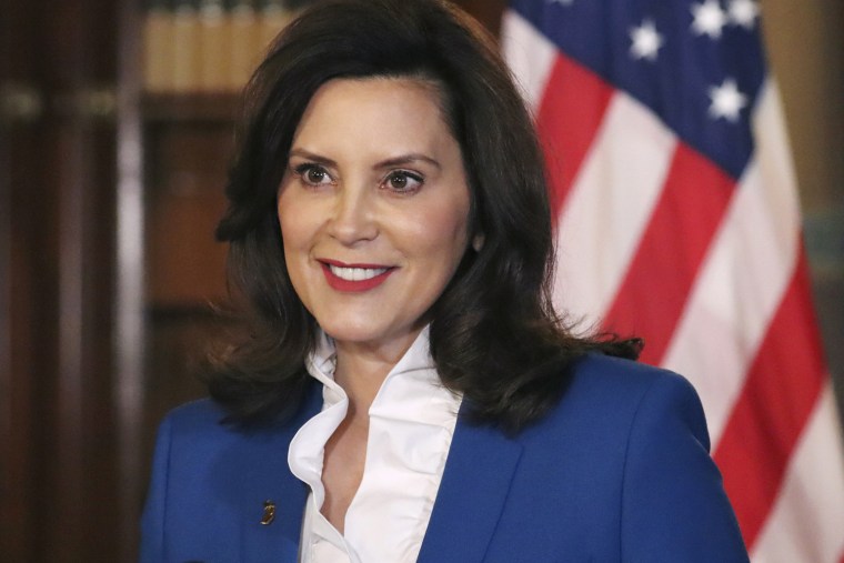 Gov. Gretchen Whitmer delivers her virtual State of the State address the state on Jan. 27, 2021 in Lansing, Mich.