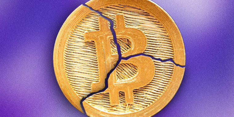 Photo Illustration: A shattered Bitcoin