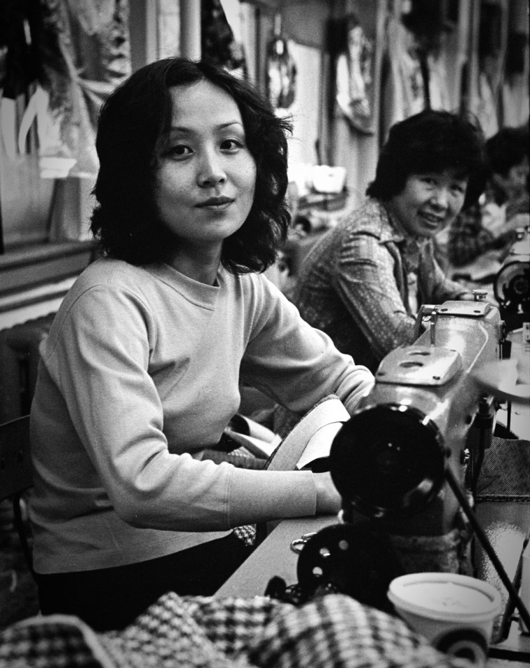 "Chinese Garment Workers at East Broadway Factory" by Harvey Wang, New York City, circa 1983.