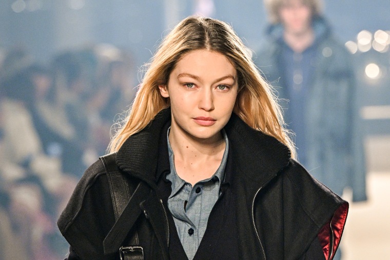 Gigi Hadid walks the runway during Paris Fashion Week on March 3, 2022.