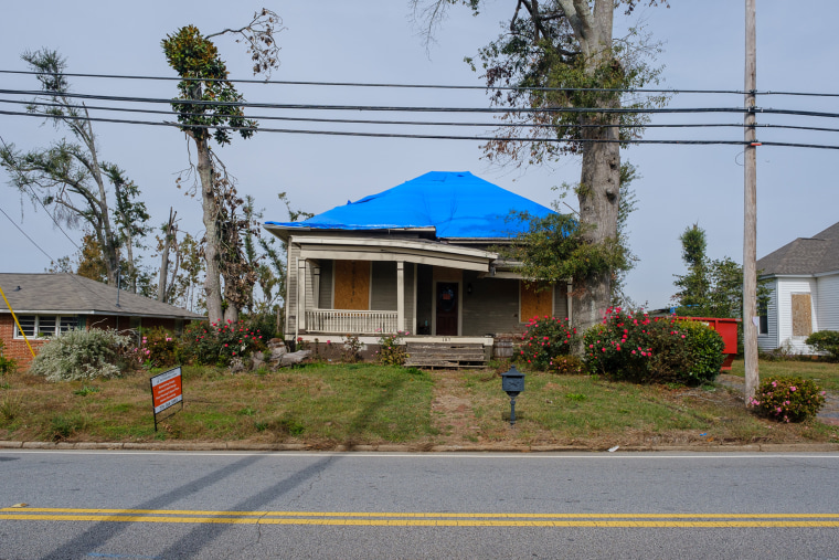 A damaged home in Newnan, Ga.